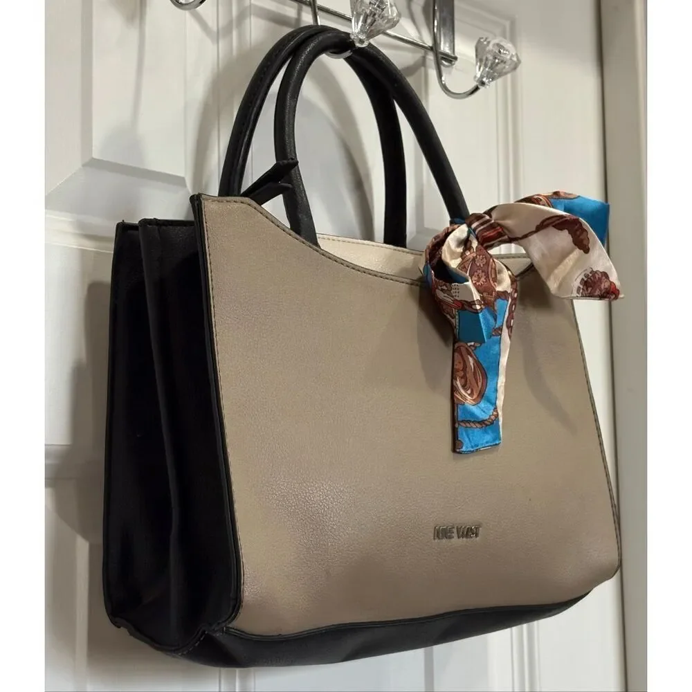 NINE WEST - EUC Tri-Color Tailored Faux Leather Satchel. Organization Galore